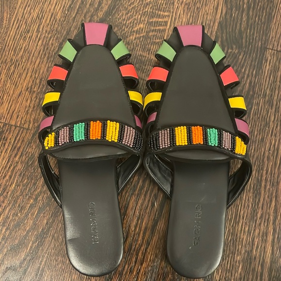 FARM Rio Vegan Leather Beaded Slides - Picture 1 of 4